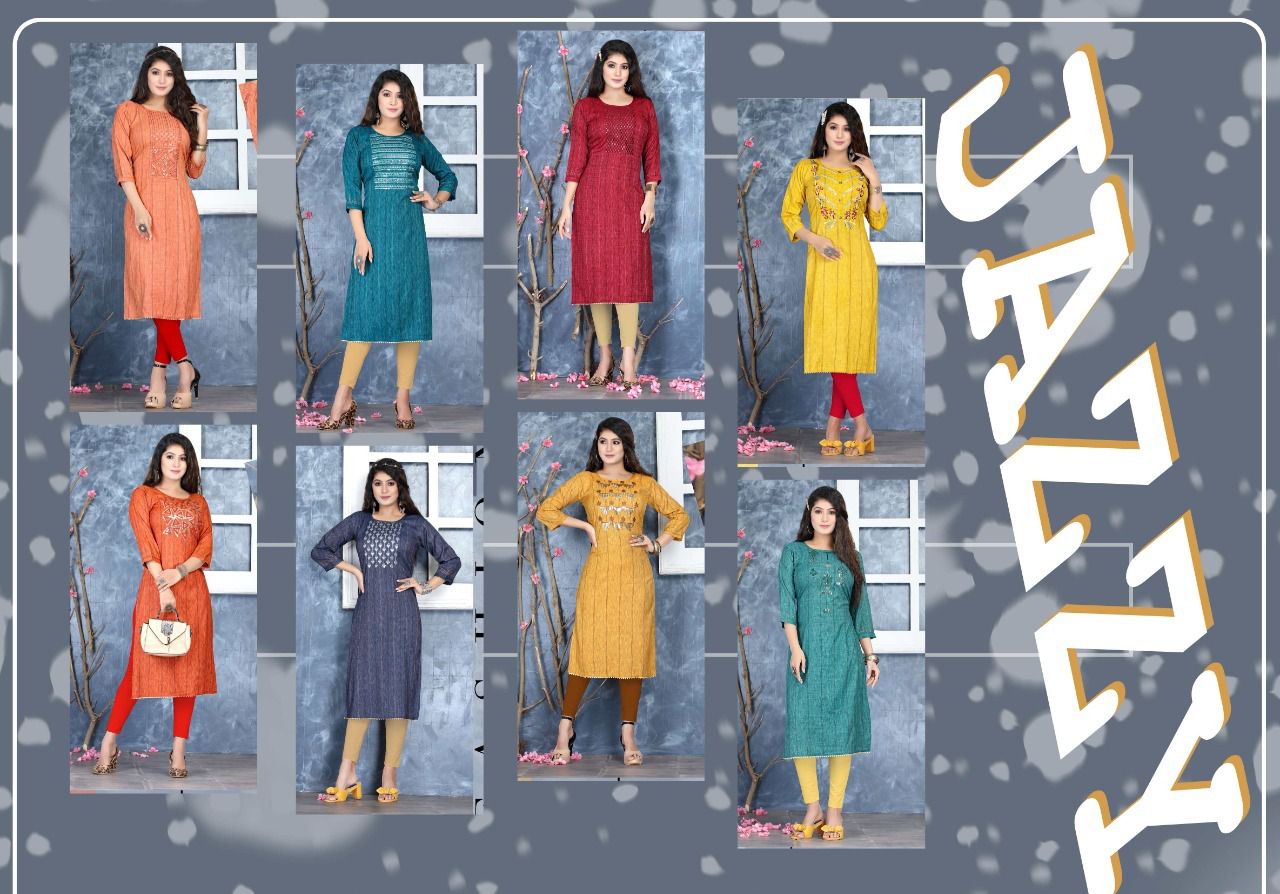 Jazzy 501 Designer Heavy Ethnic Wear Rayon Straight Kurti Collection